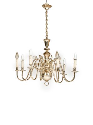 Lustre de style Hollandais en métal doré à huit bras de lumi…