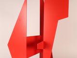 sculpture of a red abstract sculpture on a white background