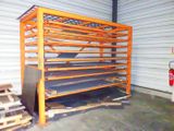 a metal rack with a lot of shelves in it