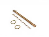 a close up of a pair of brass screws and a pair of rings