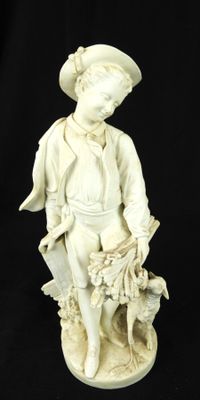 SCULPTURE Berger au blé et mouton en biscuit.