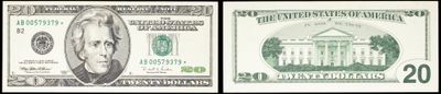 deux photos d'un billet d'un dollar sur lequel figure le portrait d'un président
