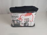 a plastic container with a black lid on a white table