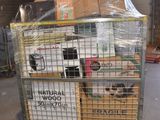 a cart with boxes on top of it in a warehouse