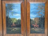 painting of a pair of doors with a painting of a hunting scene on them