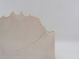 a white bookend with a gold edge on a white surface