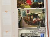 an open book with a picture of a train on it