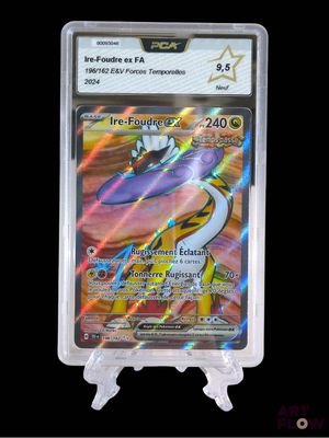 a close up of a pokemon card in a plastic holder