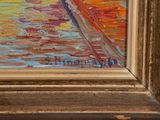 an image of a painting of a person walking down a street