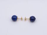 a pair of lapis stone earrings with gold posts
