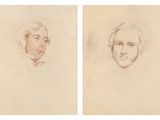 two drawings of a man ' s face and a woman ' s face