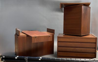 three wooden boxes sitting next to each other on a table