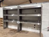two metal shelves in the middle of a room