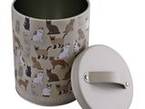 an image of a canister with a cat pattern on it