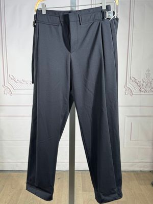 WOOYOUNGMI - Pantalon fluide en lainage noir, ceinture accro…