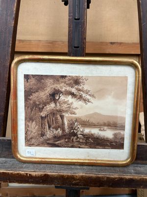 une photo d'une photo représentant un paysage, dans un cadre