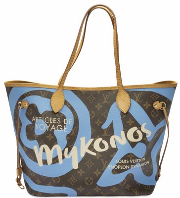 un sac cabas Louis Vuitton marron et bleu