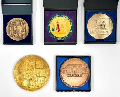 REUNION DE 5 MÉDAILLES en bronze comprenant :