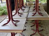 a lot of chairs that are lined up in a row