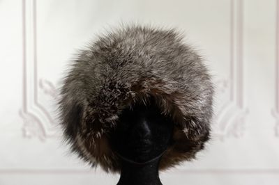 a fur hat on a mannequin head on a mannequin head