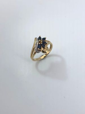 Bague deux ors 750 °/°°° (18K) sertie de 4 petits saphirs ob… - Photo 1