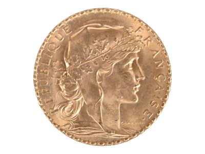 Pièce de 20 francs or au coq, 1909. Petites usures. - Photo 1