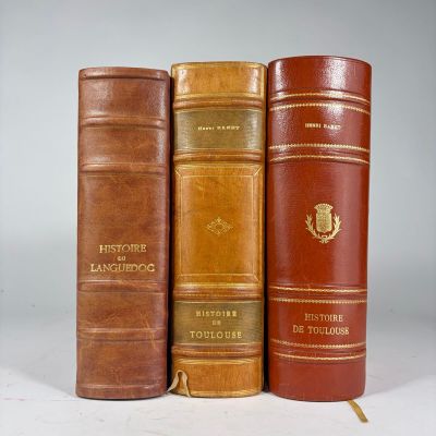 trois livres sont alignés sur une surface blanche