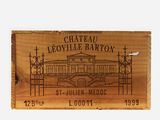 wooden box with a drawing of chateau lefouile barton on it
