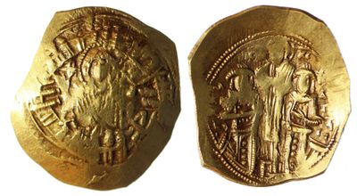 une pièce d'or portant l'image d'un homme et d'une femme