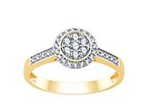 Bague de fiançailles en or jaune 14 carats, sertie d'un diamant de 1/4 carat (poids total des diamants) avec monture « halo »