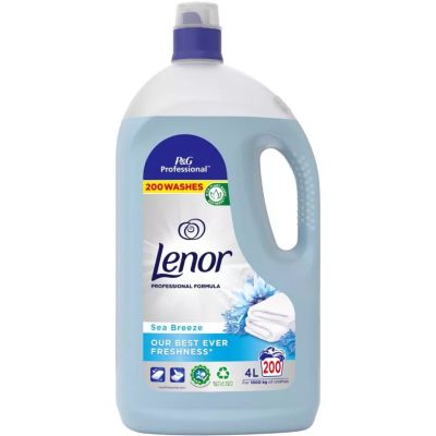 a bottle of lenor liquid on a white background