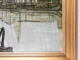 a picture of a painting of a boat in the water