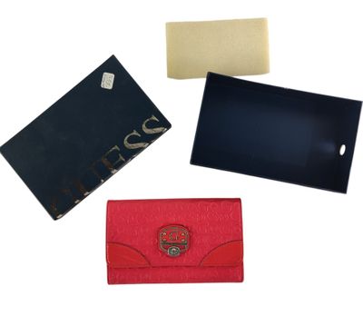 three different types of wallets are shown on a white background