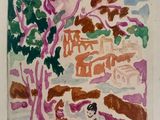une image représentant un tableau où l'on voit une femme assise sous un arbre