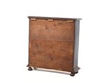 a wooden chest with a metal handle on a white background