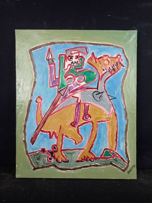 une image d'un tableau représentant un homme à cheval