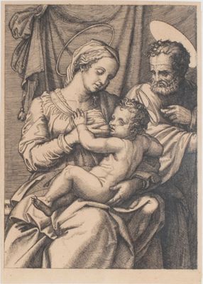un dessin représentant un homme tenant un bébé dans ses bras et une femme tenant un enfant