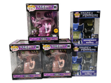 three boxes of funko pop vinyl figures are stacked on top of each other