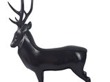 a black sculpture of a deer on a black base