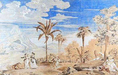an image of a painting of a man and a woman in a landscape