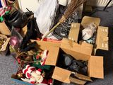 a pile of boxes and other items that are on the floor