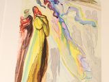 a painting of a woman in a yellow dress and a man in a blue suit