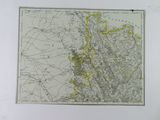 an old map of the country of england with a yellow line