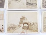 several old black and white photographs of people and buildings
