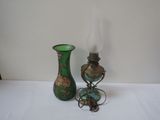 two vases that are sitting on a table