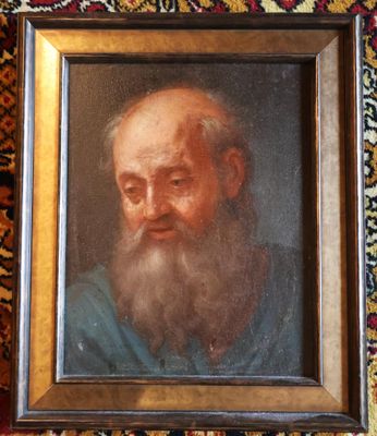 an old painting of a bearded man with a long beard
