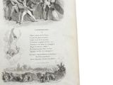 an old book with illustrations of people and animals on it