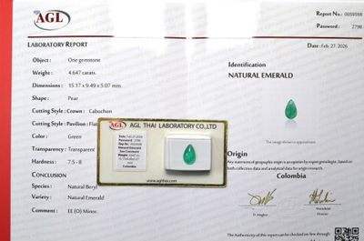 un certificat sur lequel figure l'image d'une larme verte