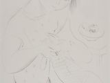 un dessin en noir et blanc représentant une femme tenant un bébé dans ses bras