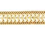 gros plan d'un bracelet en or sur fond blanc